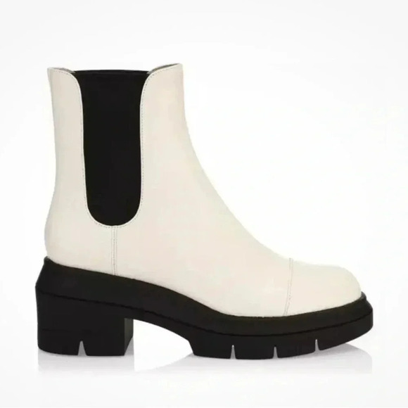 Stuart Weitzman Shoes - Stuart Weitzman Norah White Leather Chelsea Boots